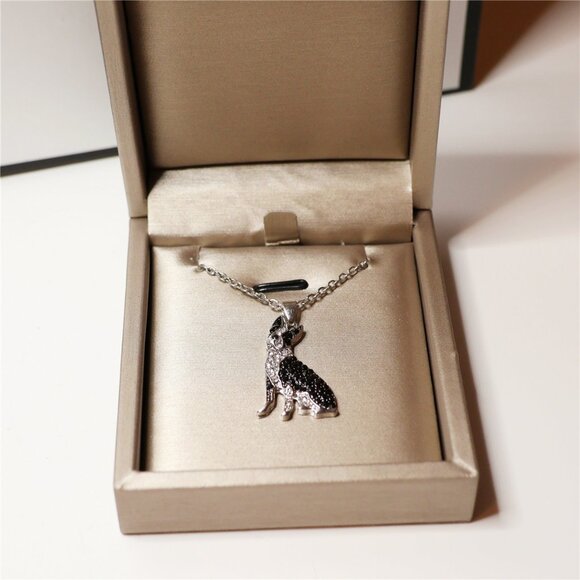Boston Terrier Dog Breed Rhodium Plated Sterling Silver CZ Stone Necklace NEW - Picture 6 of 11